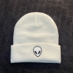 White Beanie with Alien design